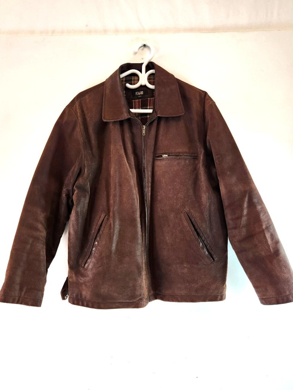 Vintage Mens Pegabo Brown Suede Leather Quilted Jacket Size Medium